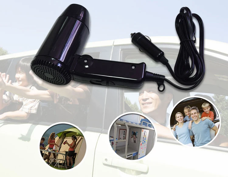 Foldable Car Hair Dryer 12V Portable Hot Cold Travel Hairdressing Car Styling Electric Blower Camp Hair Dryer Window Defroster  (14)