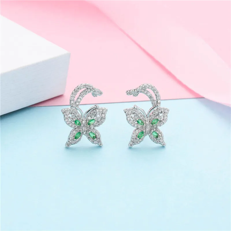 

ZEF 925 Sterling Silver Stud Earrings, spring and summer silver gold feather design, simple ladies jewelry.