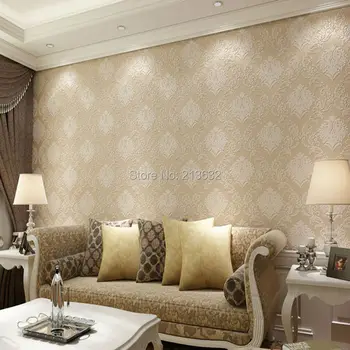 

ZXqz 94 Super luxury 3d embossed damask wallpaper high quality fabric mural paper Flocking glitter beige blue green gray wall