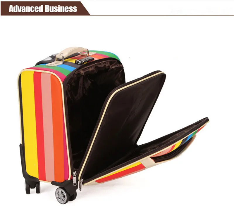 16 дюймов дорожный костюм чехол Чехол для женщин Тележка дорожные сумки Спиннер колеса студенческий багаж на колёсиках посадочный багаж для путешествий