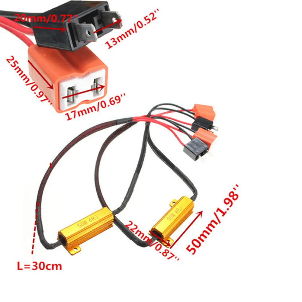 

2pcs H7 LED DRL Fog Light Canbus Error Free 50W Load Resistor Decoder Canceller