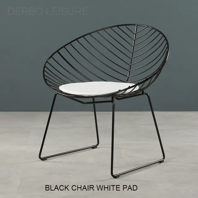 Современный дизайн Лофт металлический стальной проволочный стул, Bertoia Diamond lounge проволочный стул с прокладкой, Модный популярный расслабляющий стул для отдыха 1 шт - Цвет: Black C White Pad