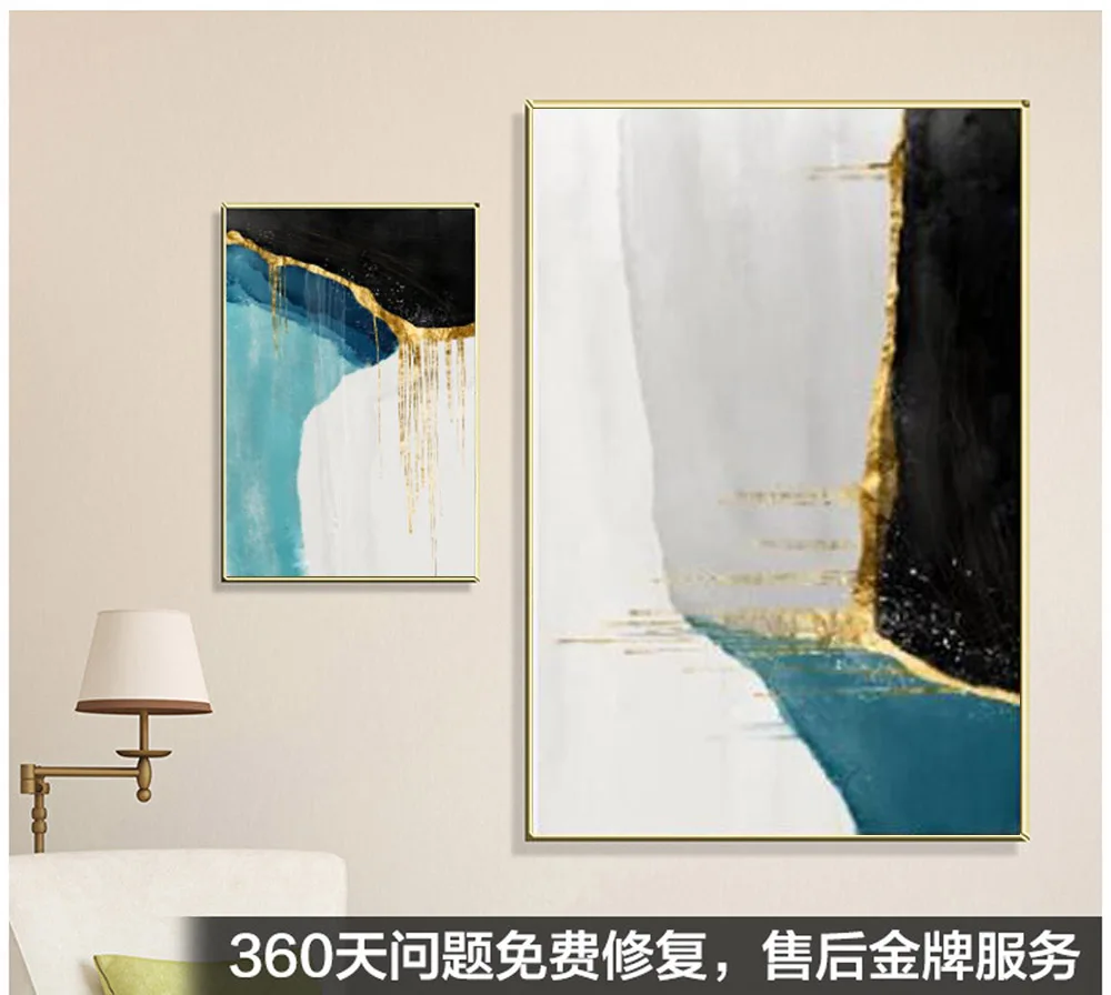 简约美式后现代轻奢流金岁月三联装饰画 (3)