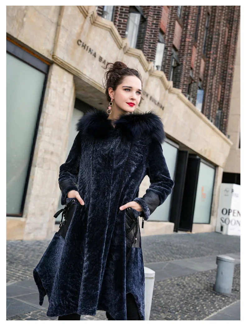 Осенне-зимнее пальто женская одежда 2018 корейский Винтаж Топы манто Femme Hiver натуральным мехом пальто лисий мех шерстяной жакет с капюшоном