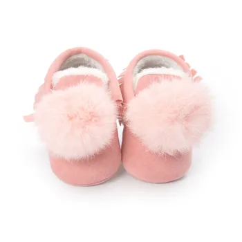 

Newborn Baby Boys Girls Tassel Boots Toddler Plush ball Soft Crib Shoes Keep warm Shoes