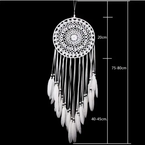 Горячая мода ручной белый Кружево перья Dream Catcher подарки домашние автомобиль висит орнамент декора ремесла