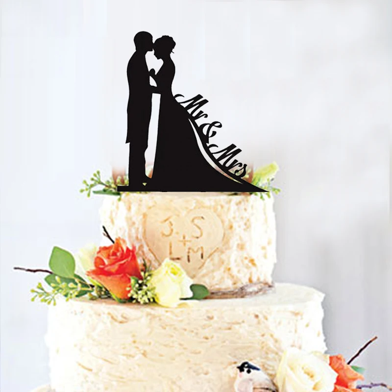 

Black Acrylic 'Mr&Mrs' Wedding Cake Topper for Wedding Marriage Cake Decorating Topper OH004