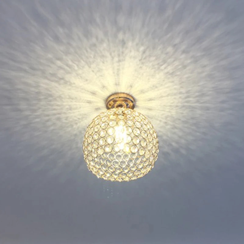 

Modern brief aisle K9 crystal ball E27 LED bulb ceiling lamp home deco bedroom chrome iron ceiling lighting fixture