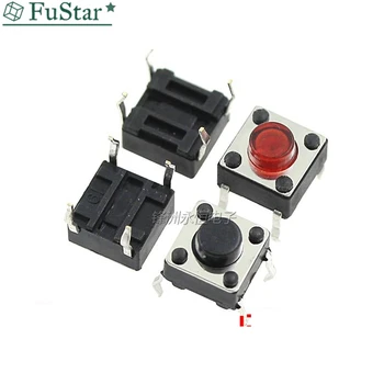 

100PCS/Lot 6*6*5MM Black Red Small Button Switch Copper Foot Micro Square Push Button Switches Electronic Accessories 6X6X5 DIP4