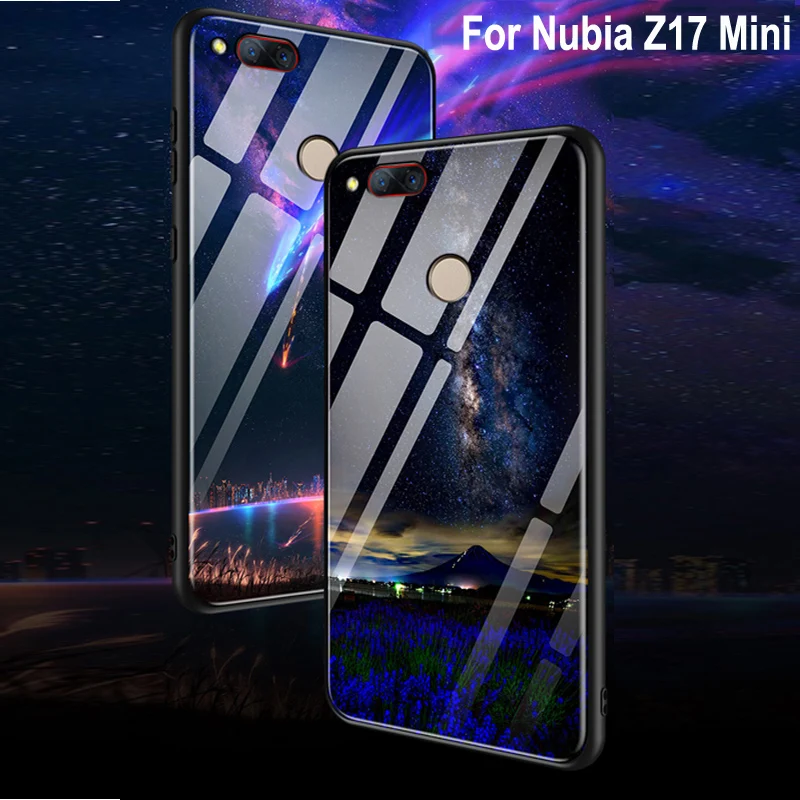 

Coque For Nubia Z17 Mini case Luxury tempered glass + soft edge back cover 5.2'' For Nubia Z17Mini z 17 mini phone cases shell