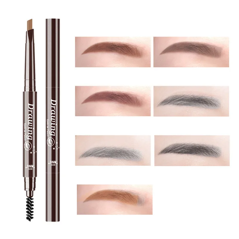 Double Ended Eyebrow Pencil Waterproof Long Lasting No Blooming Rotatable Triangle Eye Brow Tatoo Pen Eye brow Makeup Set Beauty