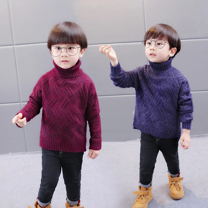 baby knitted sweater pullover turtleneck boys sweaters winter 2018 in