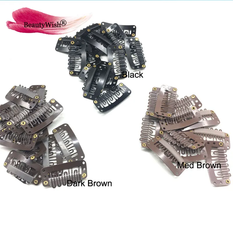20pcs Hair Extension Clips 32mm Hair Pins Black Brown U Type Wig