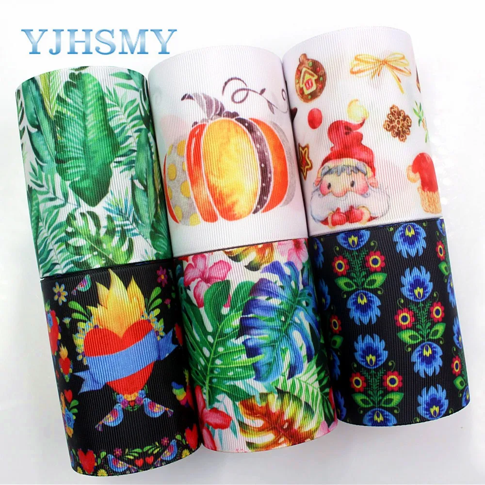 

YJHSMY G-18620-560,75 mm 5 Yards Cartoon flower Printed grosgrain ribbons,DIY handmade Hair accessories wedding gift wrap