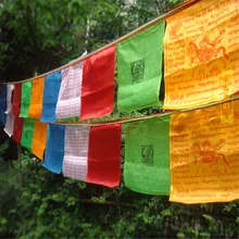 Tibetano budista oração bandeira de seda cor impressão 3.5 metros 10 pçs/corda bandeiras religiosas escrituras templo decoração sutra streamer