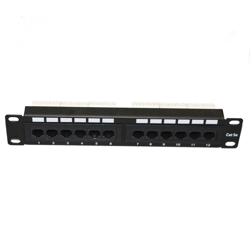 

12 Ports UTP Cat 5e Unshield Network Patch Panel 1U Height 10 Inch Rack Mounted Fluke Passed RJ 45 Ports for network cables,