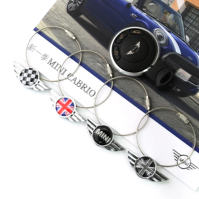 

1pcs Zinc alloy + Epoxy Car key ring Key wire chain pendant car styling Auto Accessories for BMW MINI cooper clubman coutryman