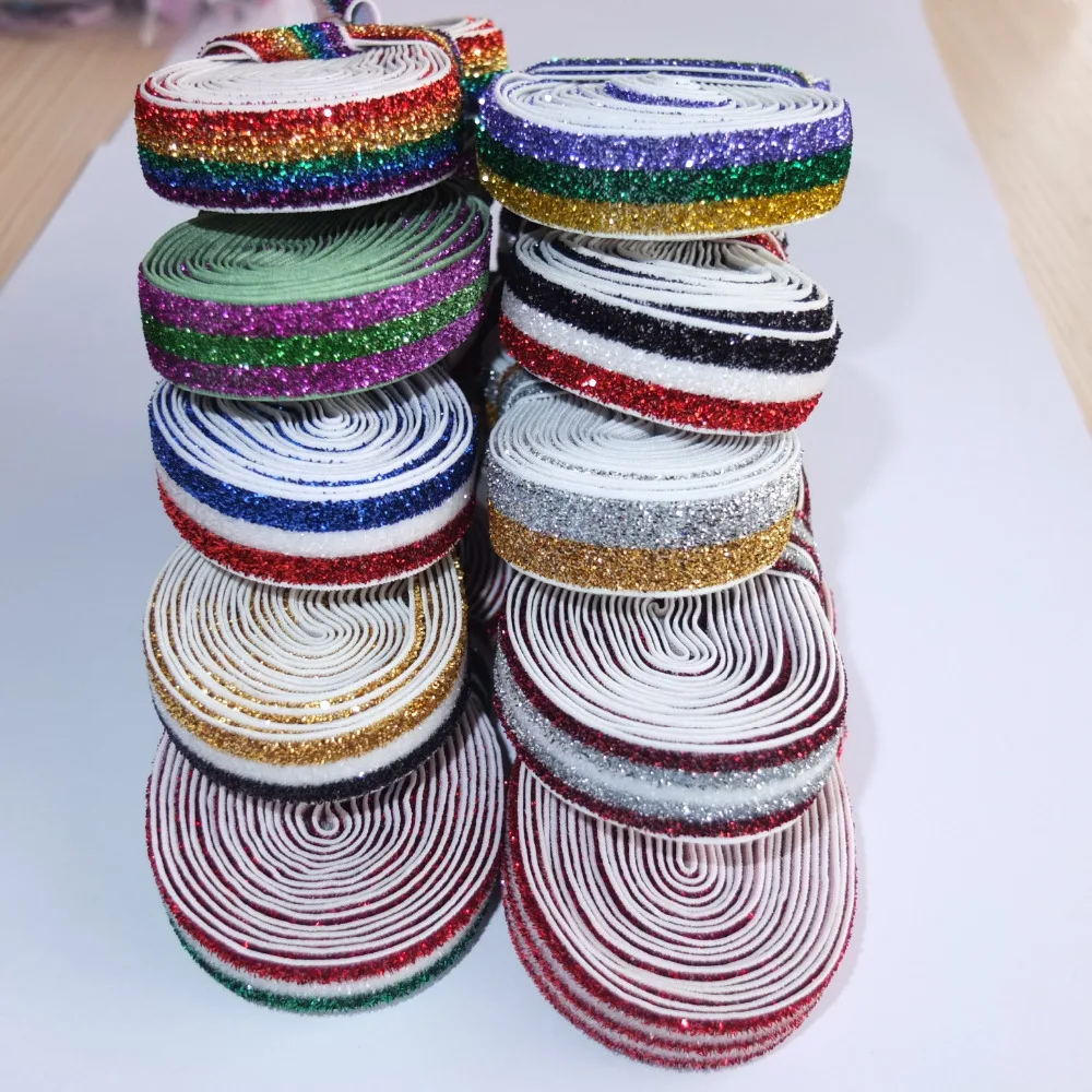 

5 ярдов полосатые блестящие эластичные ленты 5/8 ''одежда швейная эластичная ткань DIY аксессуары для одежды эластичная повязка для волос бант для волос