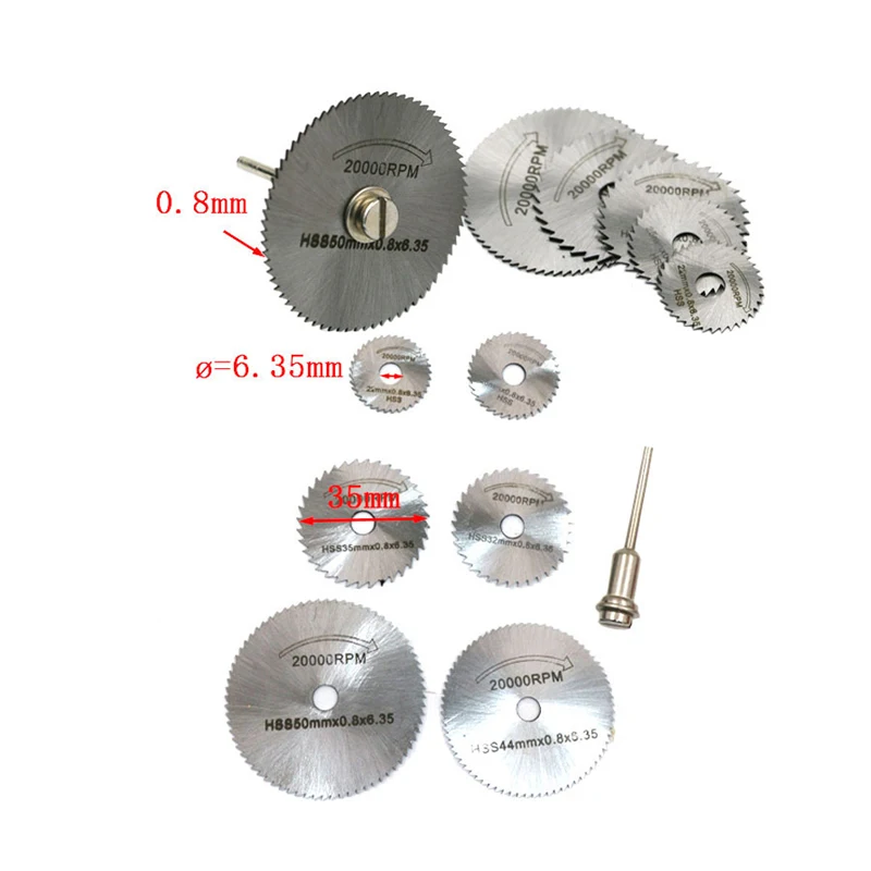 7 шт. набор металлических HSS циркулярных пильных дисков высокоскоростные стальные деревообрабатывающие режущие диски для вращающегося инструмента Dremel прочное качество