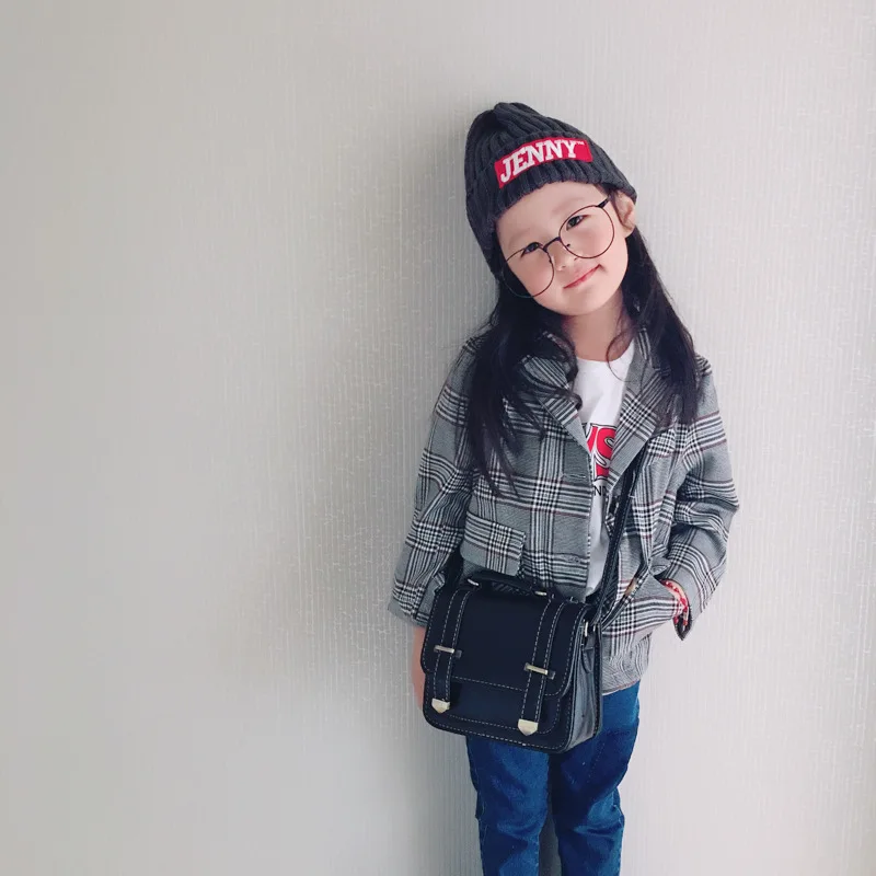 Vintage Korea Baby Girl Boys Blazer Jackets Classic Plaid Coat Outerwear jacket for kids girl Casaco Menina Children Clothes (5)