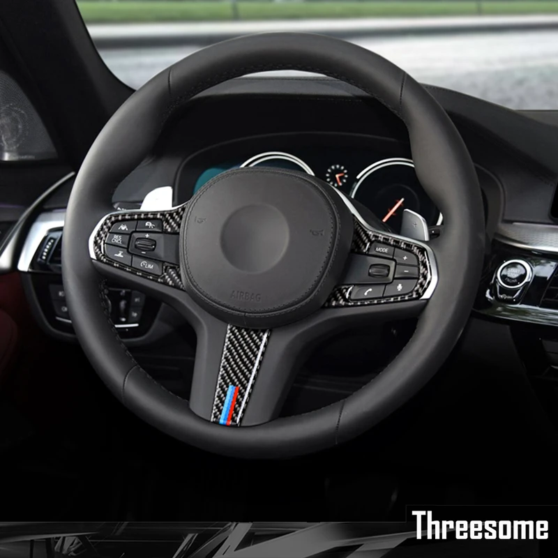 

SRXTZM Accessories Carbon Fiber Protector 2pcs/lot 3pcs/lot Steering Wheel Buttons 3D Stickers For BMW 5 Series G30 X3 G01