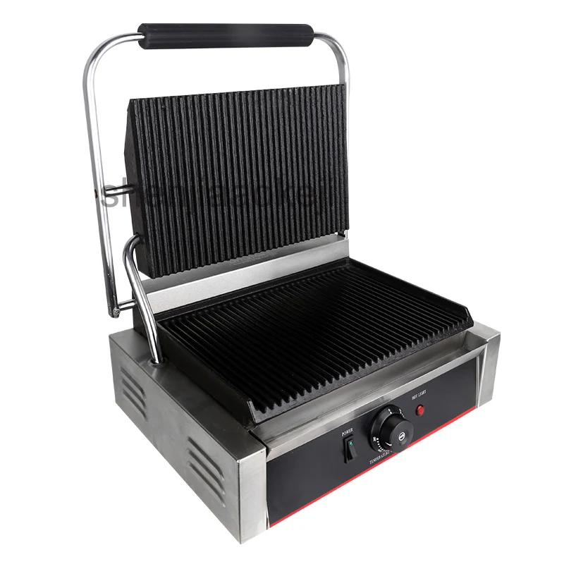 stainless steel electric sandwich maker Commercial Non Stick Griddle Grill Press Plate roast steak Italian sandwiches 220-240v