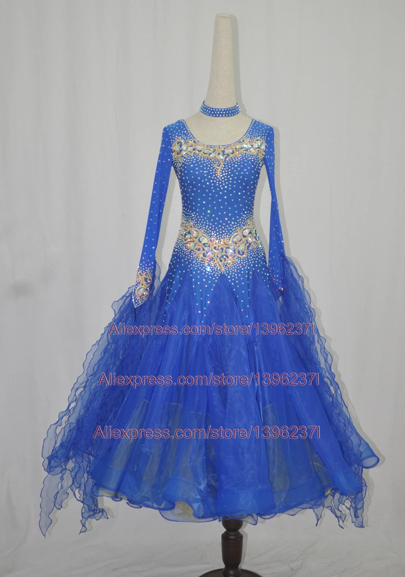 Женское платье для бальных танцев элегантное Королевского голубого цвета