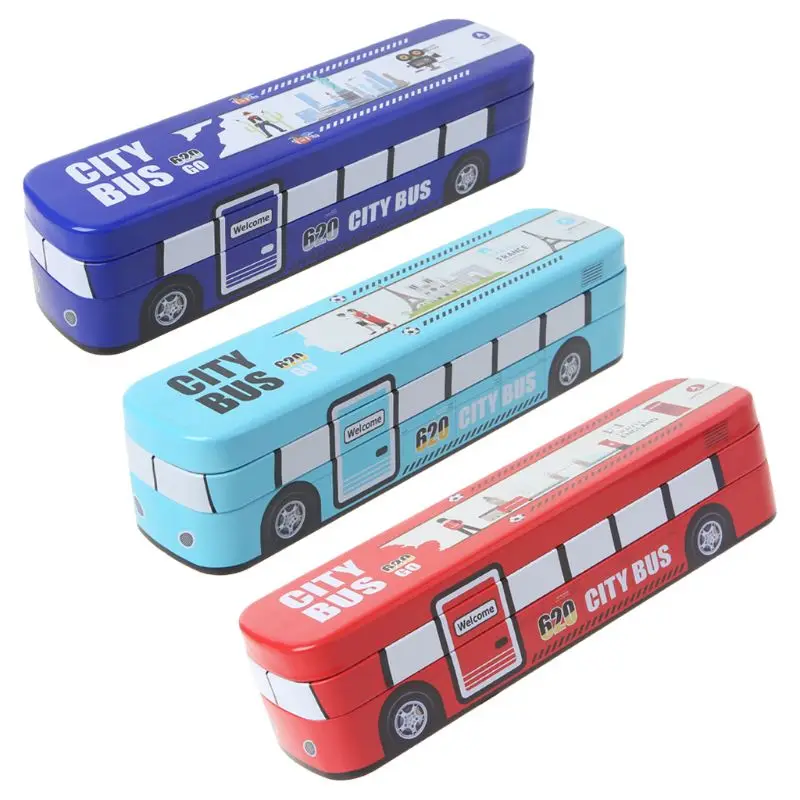

Creative Cartoon Bus Modeling Pen Pencil Case Large Capacity Double Layers Box School Supplies Student Gifts