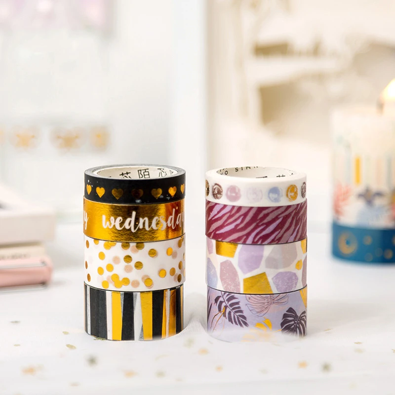 

4Roll/set Foil Paper Washi Tape Set DIY Scrapbooking Planner Vintage Map Stamp Masking Tape Album Diary Adhesive Tape Stationery