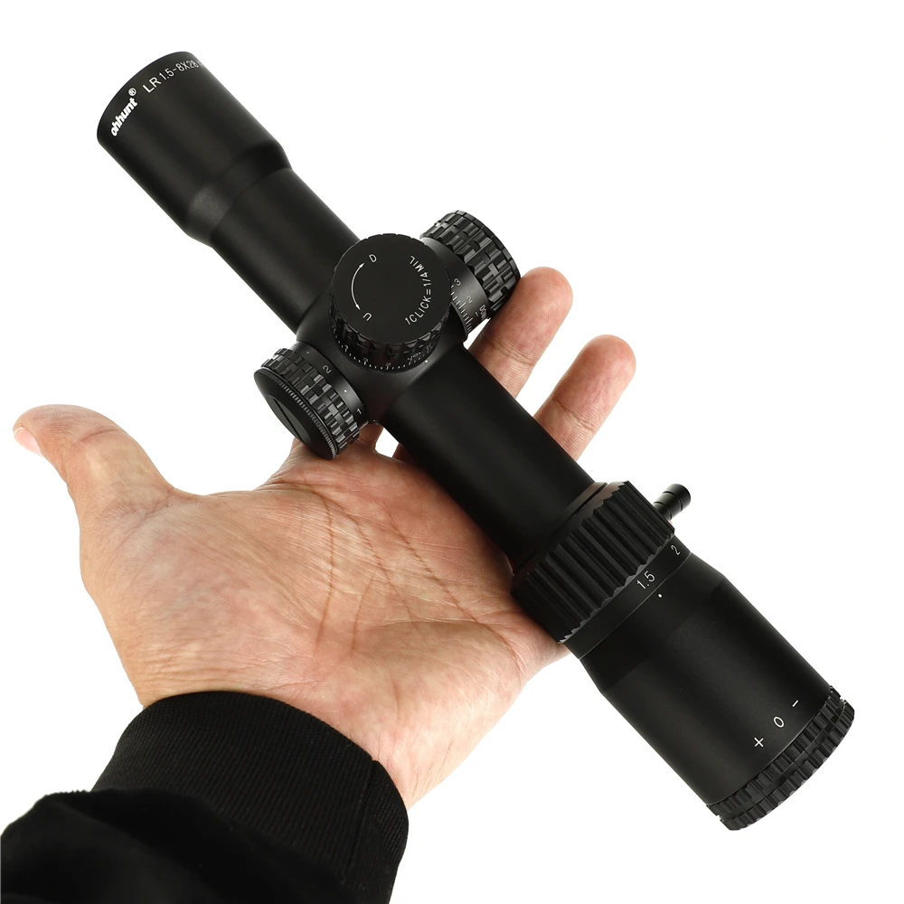 Ohhunt Tático Compacto Caça Escopo Mil Dot Vidro Gravado Retículo Vermelho Iluminação Torres Bloqueio Reset Riflescope lr 1.5-8x28 ir 8 Ohhunt tático lr 1.5-8x28 ir compacto caça