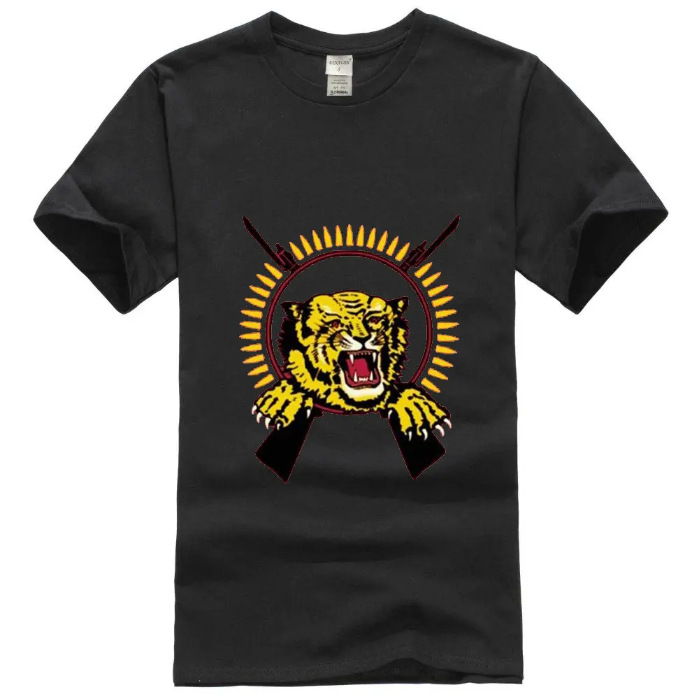 

2018 New Fashion Brand Clothing Design Tee Shirt Tamil Tigers Flag Red T Shirt Cartoon tee shirt homme high quality top tees