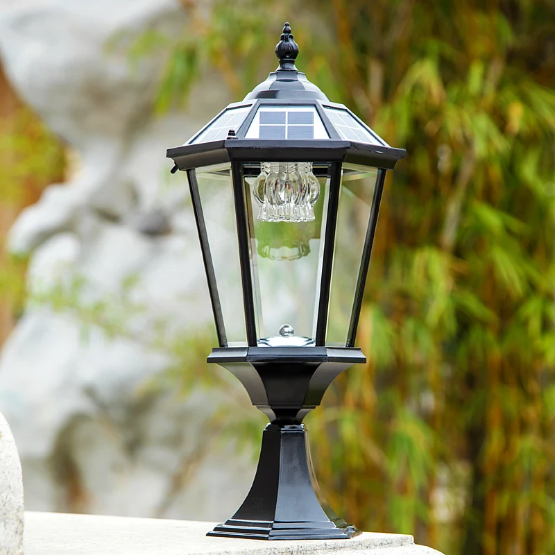 2W Outdoor Solar Powered rechargeable pillar lamps chapiter lights