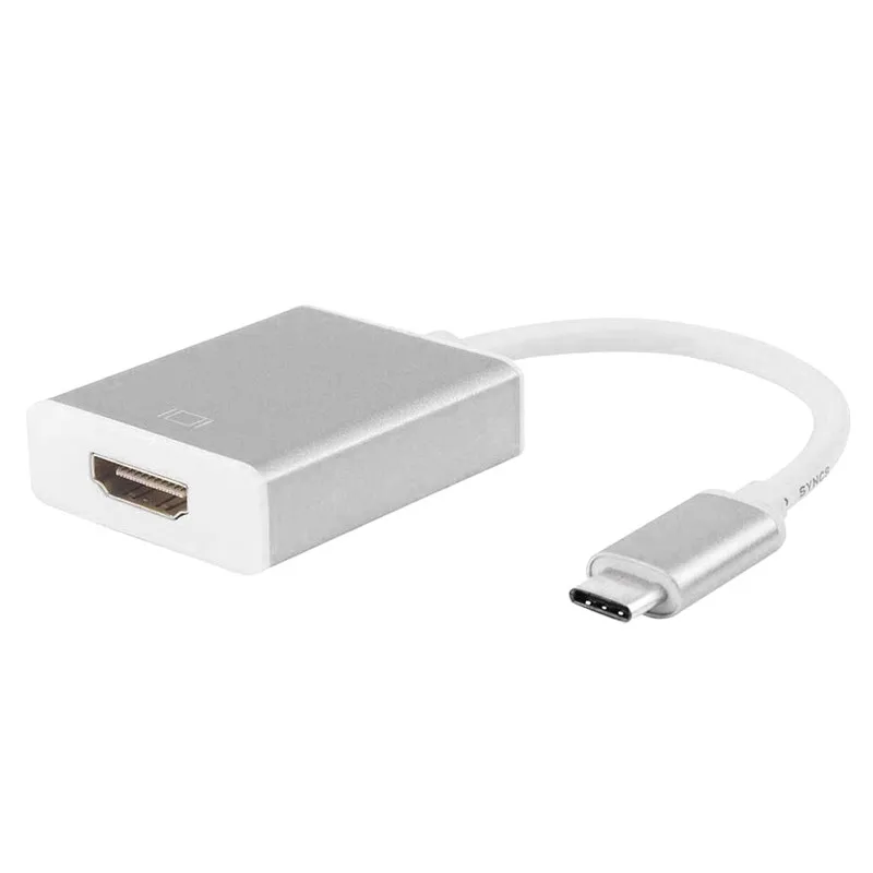 Type-C к HDMI Кабель-адаптер папа-мама(Thunderbolt3 совместимый) к HDMI USB 3,1 алюминиевый тип C для MacBook Chromebook - Цвет: Silver