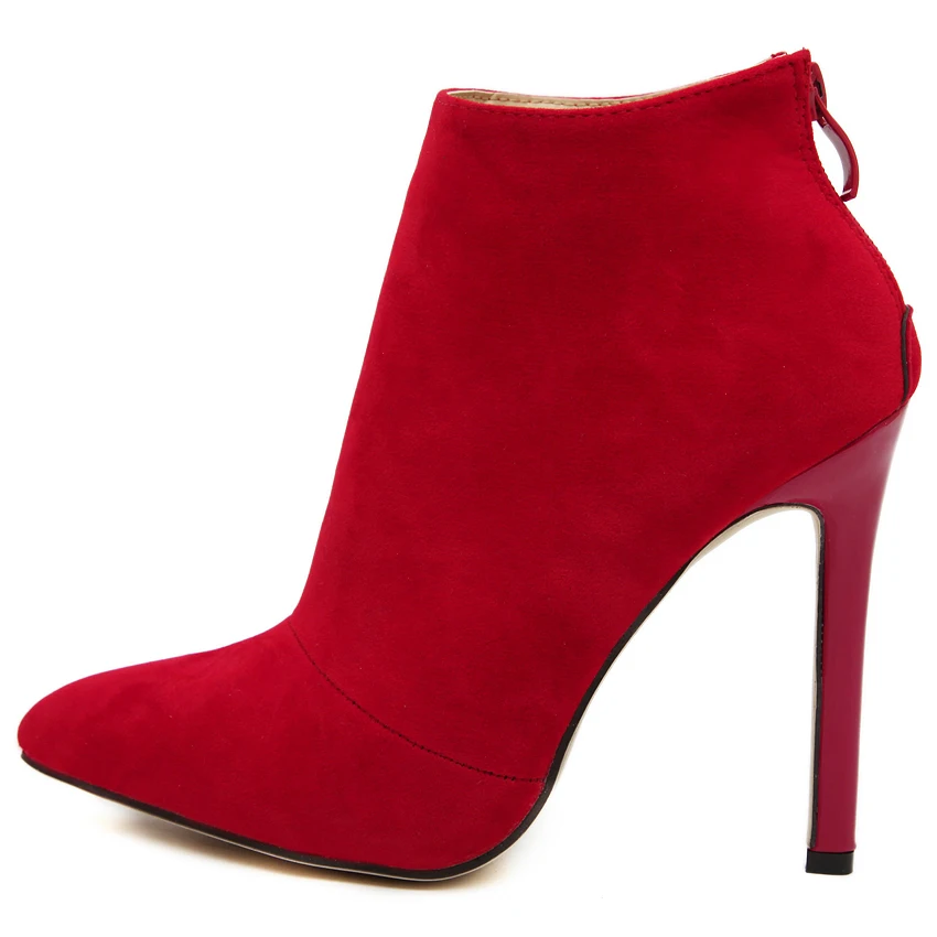 

Dropshipping Design Contracted Solid Black Women Pointed Toe Stiletto High Heels Women Shoes Booties Woman Boot Ladies Shoes Red
