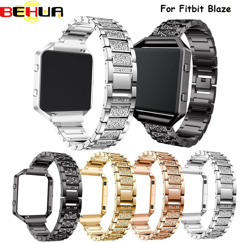 Ремешок для часов стразы сменный Браслет из нержавеющей стали Fitbit Blaze 4 цвета на