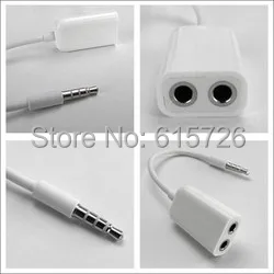 100pcs lot Black White 3 5mm One in two couples audio line Earbud Headset Headphone Earphone Splitter For Phone 6 5S 4S MP3 MP4