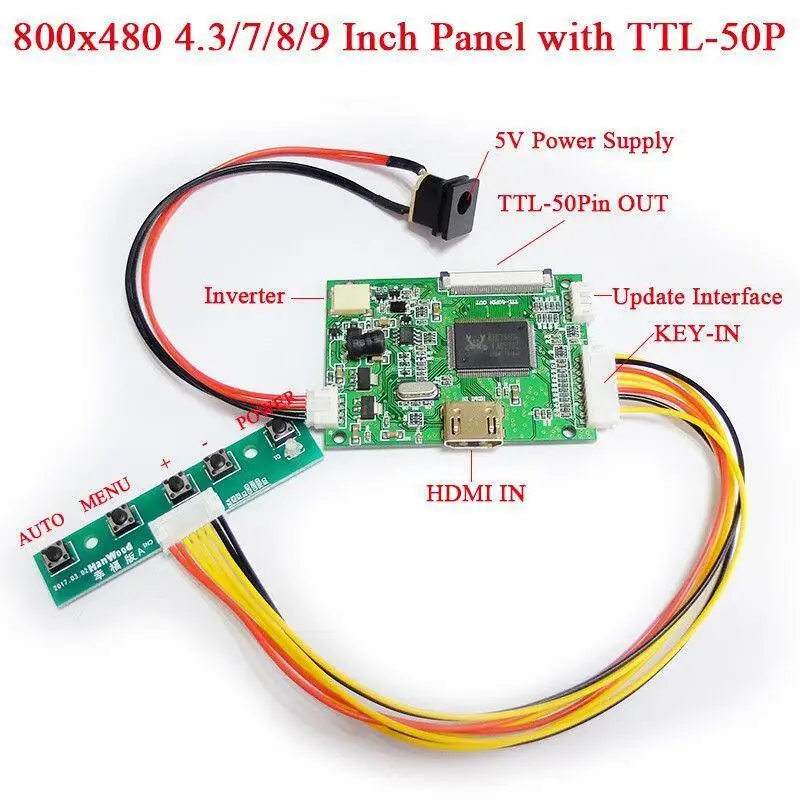 

TKDMR 7 8 9 Inch HDMI 1080P To 50Pin TTL Signal Output Universal Controller Board Free Shipping