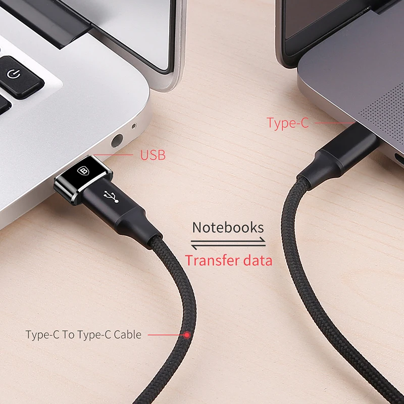 Baseus USB Мужской К usb type C Женский OTG адаптер конвертер для Macbook PC Мужской USB OTG адаптер type-C Женский кабель для зарядного устройства