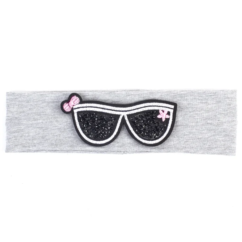 Geebro/детские солнцезащитные очки, повязка на голову, милые стразы, очки, гладкие повязки на голову для девочек, хлопковая головная эластичная повязка для малышей - Цвет: Black Light Grey