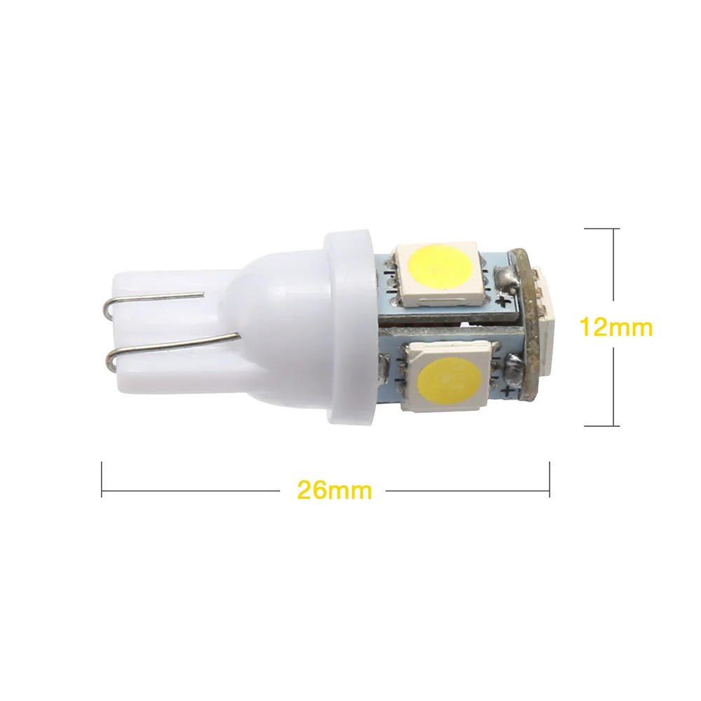 10 шт. T10 W5W светодиодный лампы 5050 5 SMD 194 168 Белый клиновидный для салона боковой зазор светильник индикатор для чтения задний фонарь для автомобиля-Стайлинг