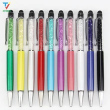 1000 шт/партия цветной 2 в 1 Кристалл емкостный сенсорный Стилус Шариковая ручка для ipad iPhone 7 6 5s htc samsung Телефоны Оптом дешево