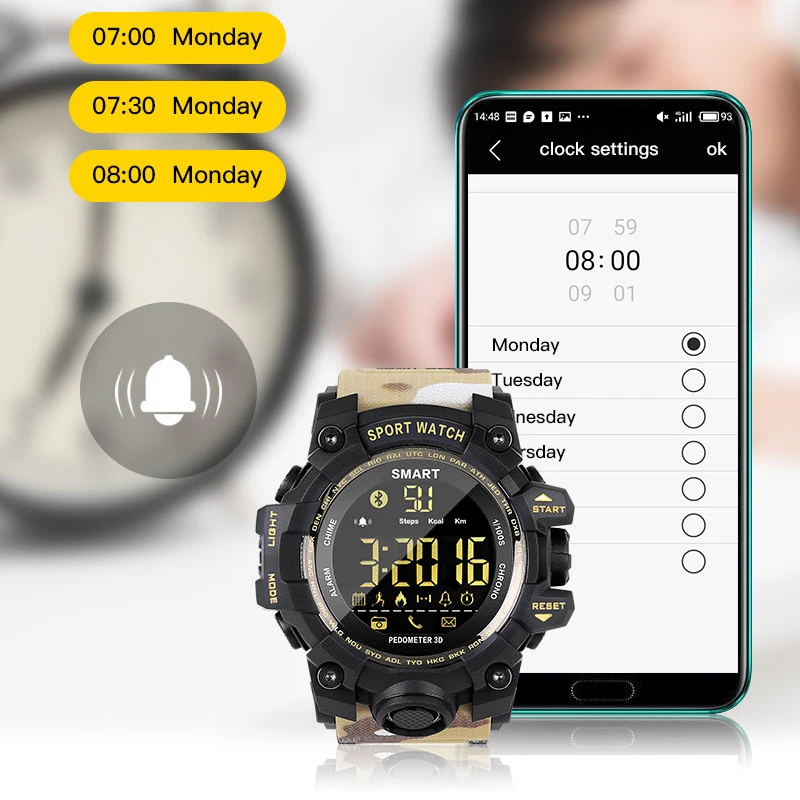 Smartwatch for Men Sports Military Army Green Camouflage Fitness Intelligent Wristwatches Bluetooth Smart Watches For Running
