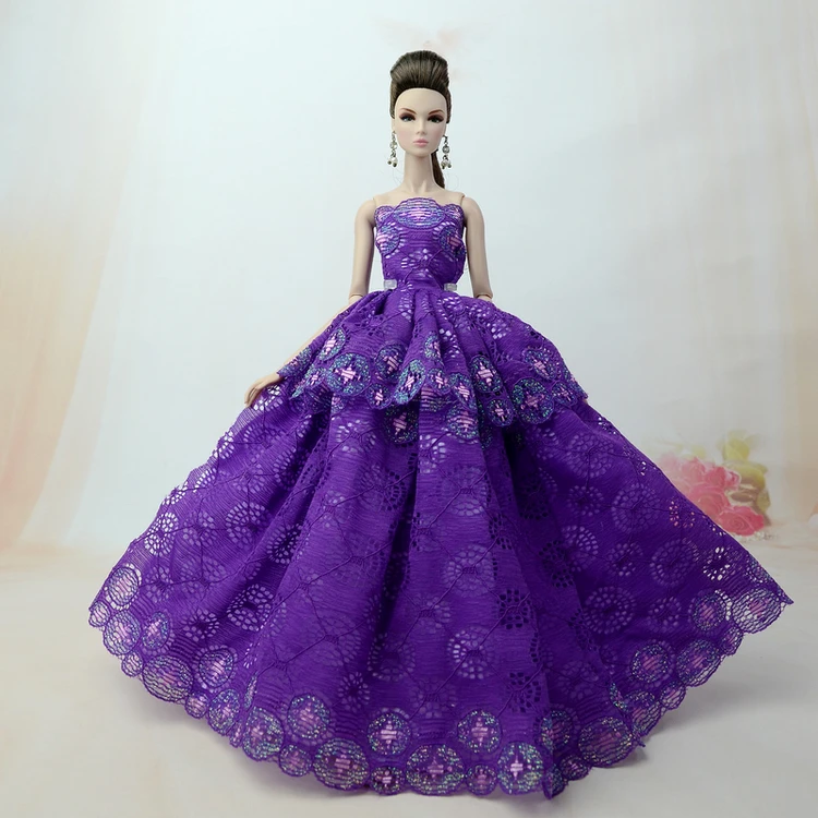 

Unique Purple Lace Dress , Circle Princess Party Wedding Gown Skirt Clothing For Toy Barbie Xinyi Kurhn Doll Toys for Children