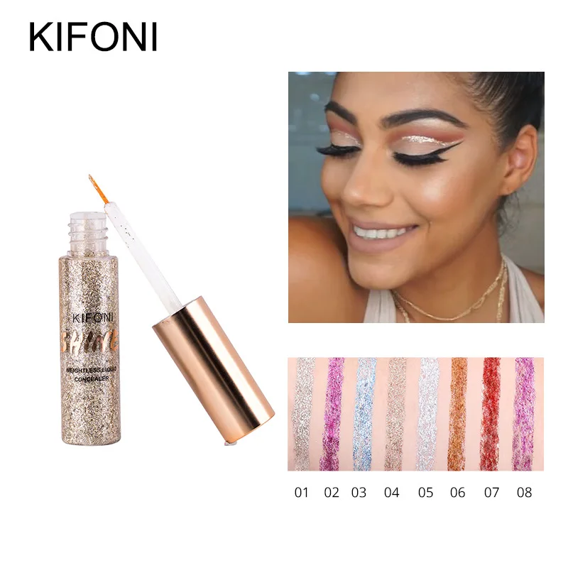 KIFONI Glitter Eyeliner Waterproof Makeup Eye Liner Pencils Long Lasting Shimmer White Blue Color Brand Liquid Eyeliner