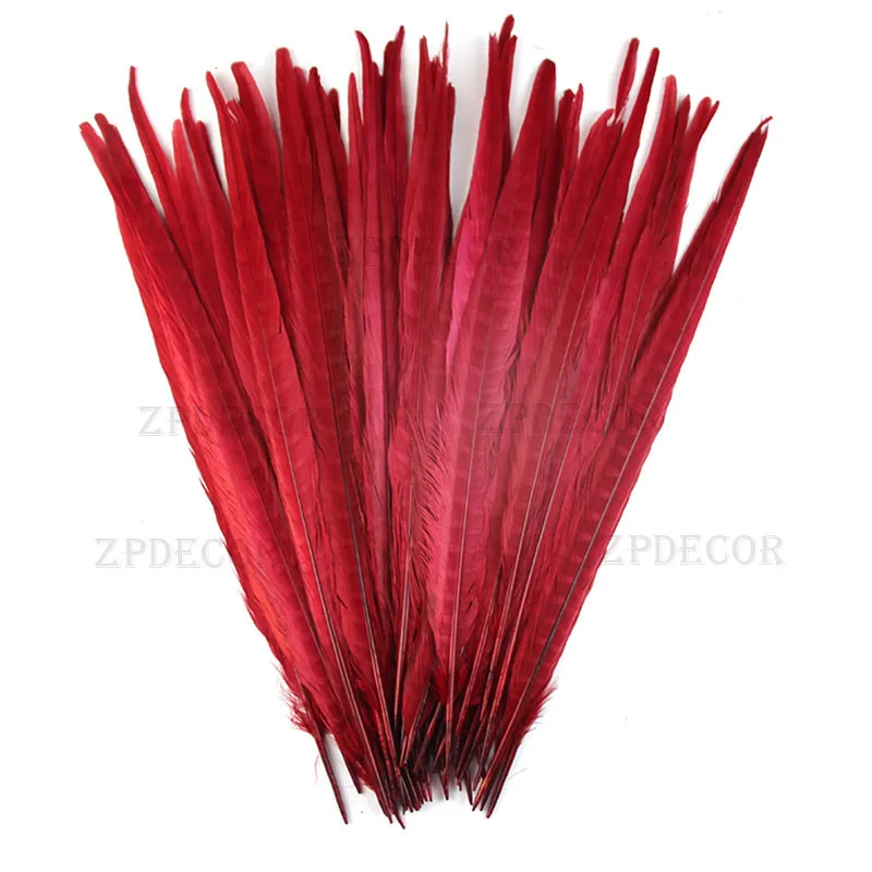 Zpdecor 12 цветов хвост фазана перья 40-45 см/16-18 дюймов карнавал DIY украшения сантехники - Цвет: Красный