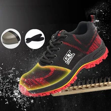 Защитная обувь со стальным носком; защитная обувь для мужчин; Рабочая обувь; воздухопроницаемые кроссовки для мужчин; Размер 12; износостойкая обувь; GXZ001