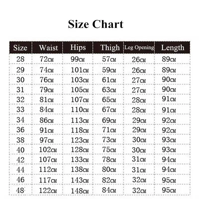 Banded Pants Size Chart