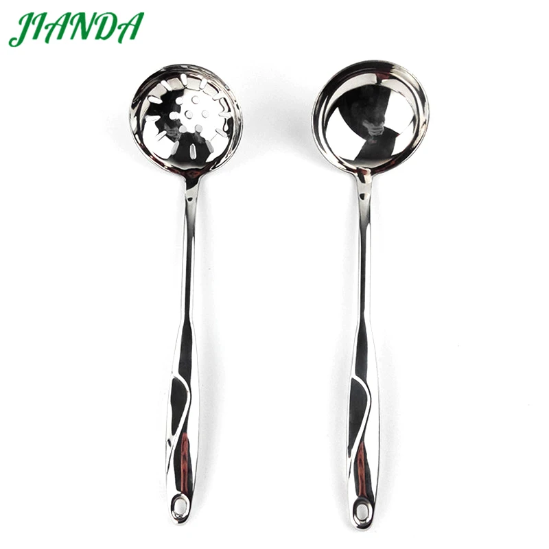 JIANDA 1 Set Ladles Skimmer Strainer Stainless Steel Large Soup Spoon
