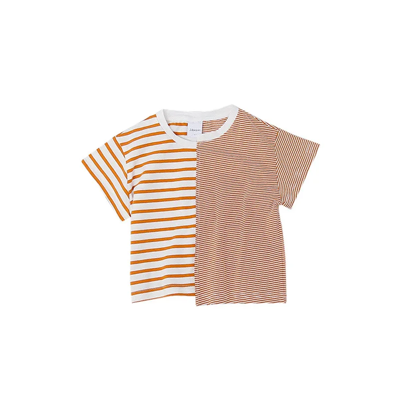 

2018 Summer fashion Korean style striped patchwork T shirt boys and girls cotton casual Tees children clothes Tops 1-5Y
