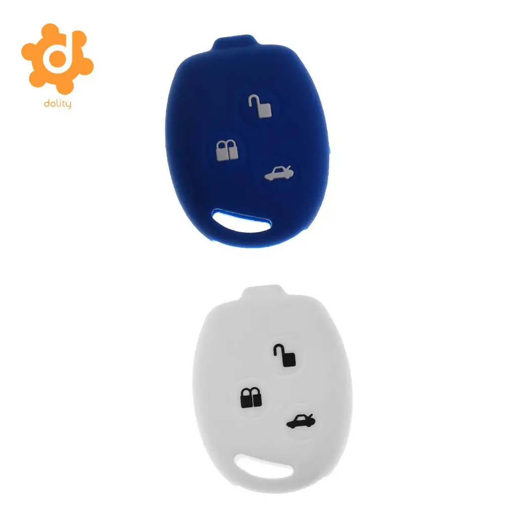 Car Key Shell Fob Case Cover Protector KP-102 for Ford Fiesta Blue+White